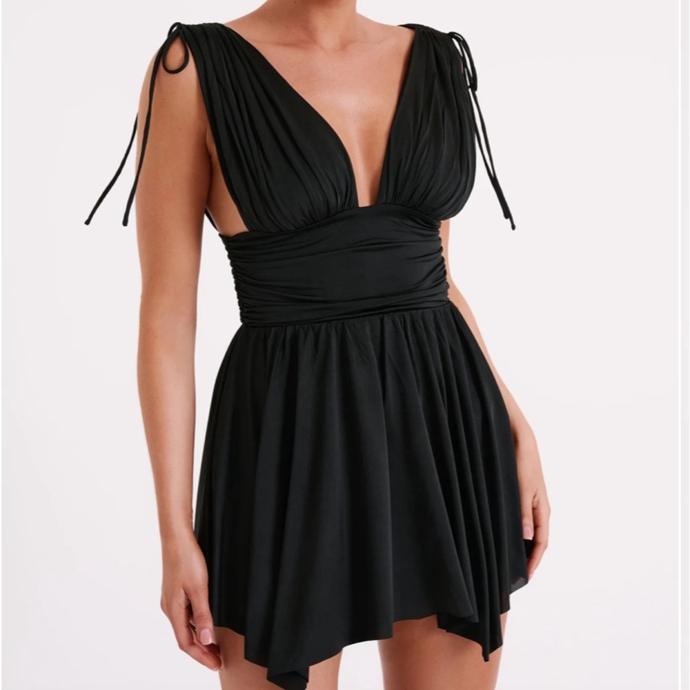 Meshki Anya A-Line Slinky Dress in Black